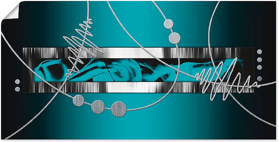 Artland Wandbild »Silber abstrakt auf petrol« Gegenstandslos 1 Stk. tlg. al günstig online kaufen