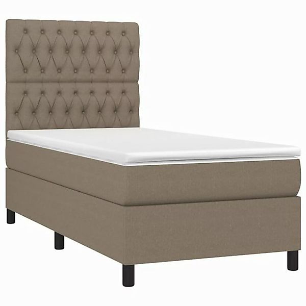 vidaXL Bett Boxspringbett mit Matratze Taupe 90x200 cm Stoff günstig online kaufen