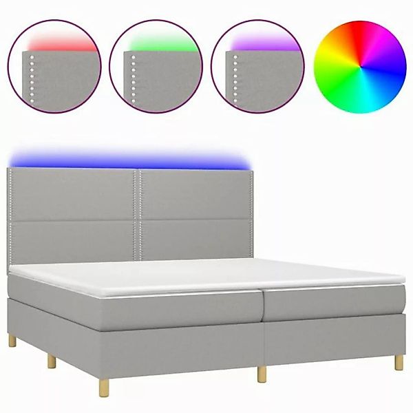 vidaXL Boxspringbett Boxspringbett mit Matratze LED Hellgrau 200x200 cm Sto günstig online kaufen