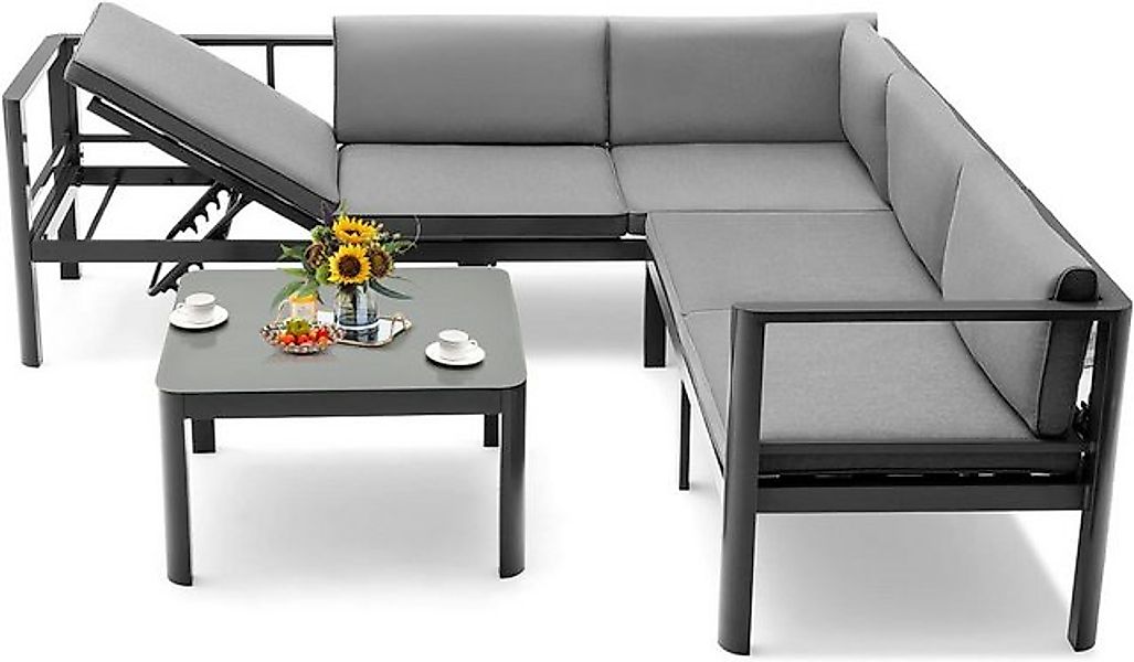 KOMFOTTEU Loungesofa 3-Teiliges Gartenmöbel Set, Moderne Sitzgruppe für Auß günstig online kaufen