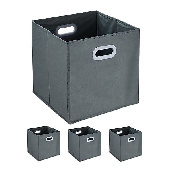 relaxdays Aufbewahrungsbox Graue Aufbewahrungsbox im 4er günstig online kaufen