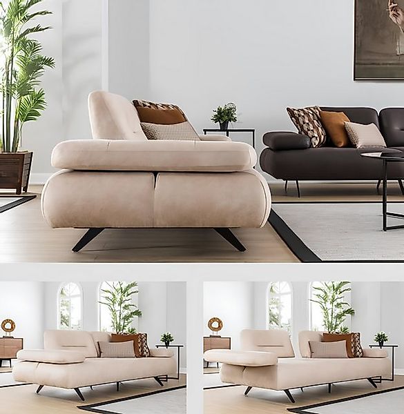 Xlmoebel Sofa Zweisitzer Sofa in Beige mit Stoff- und Ledermaterial im mode günstig online kaufen