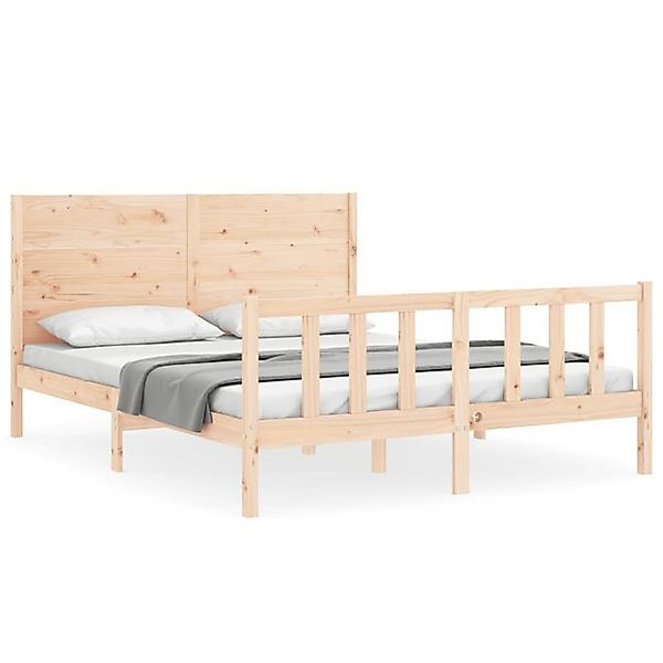 vidaXL Bettgestell, Massivholzbett mit Kopfteil 160x200 cm günstig online kaufen