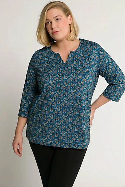 Ulla Popken Longshirt Shirt Paisleymuster Tunika-Ausschnitt 3/4-Arm günstig online kaufen