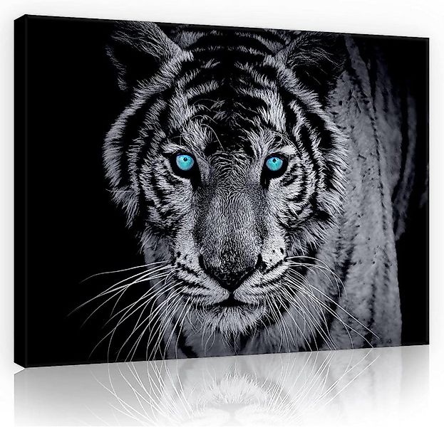 Wallarena Leinwandbild Tiger Tiere schwarz Modern Bild XXL Leinwandbilder B günstig online kaufen
