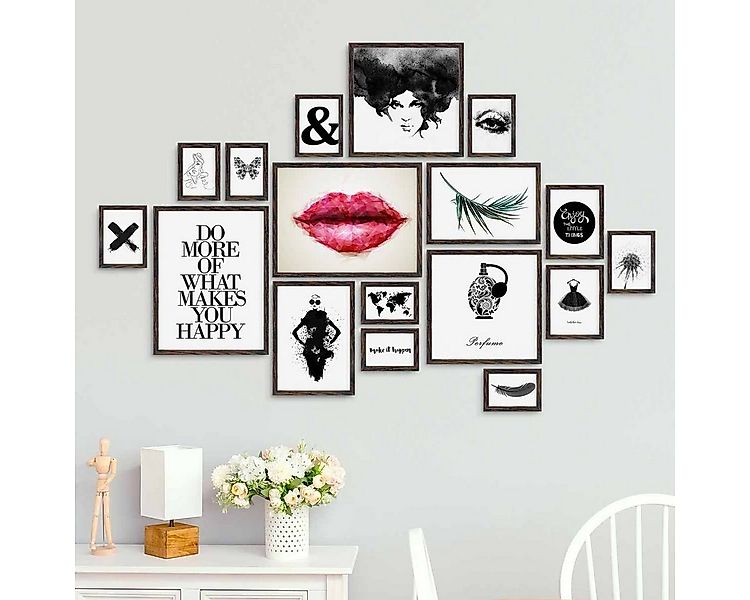 PHOTOLINI Bilderrahmen 17er Set Modern Schmal 10x15 bis 30x40 cm günstig online kaufen