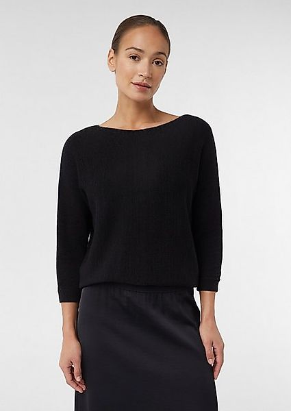 Comma 3/4 Arm-Pullover Leichter Baumwollpullover mit Leo-Schleifendetail im günstig online kaufen