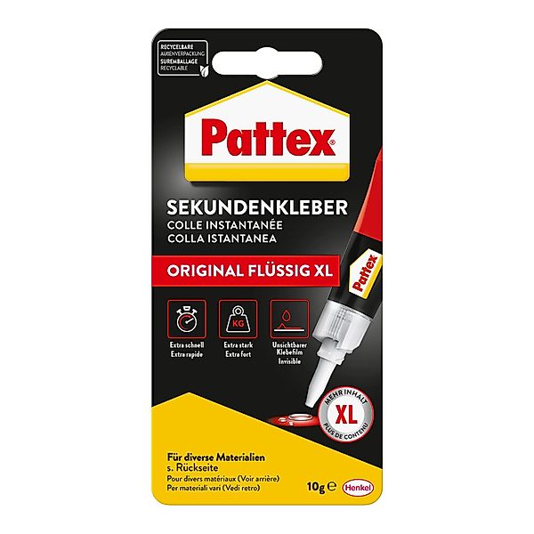 Pattex Flüssigkleber Sekundenkleber Flüssig schnelltrocknend farblos 10g günstig online kaufen