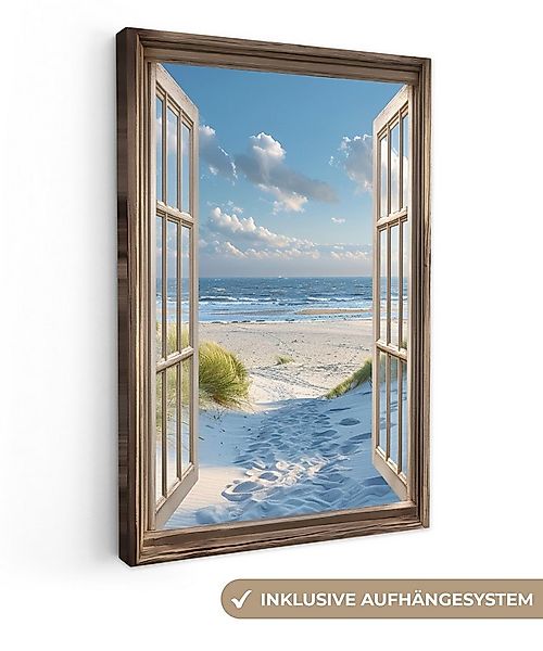 OneMillionCanvasses® Leinwandbild Aussicht - Strand - Fenster - Dünen - Mee günstig online kaufen