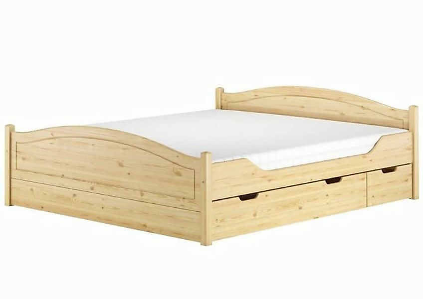 ERST-HOLZ Bett Kieferholzbett Doppelbett 180x200 massiv natur Zubehör wählb günstig online kaufen