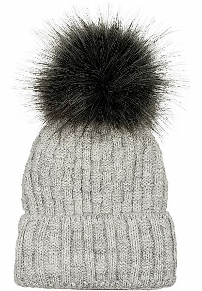styleBREAKER Bommelmütze "Strick Bommelmütze mit Flecht Muster" 1 Stk. günstig online kaufen