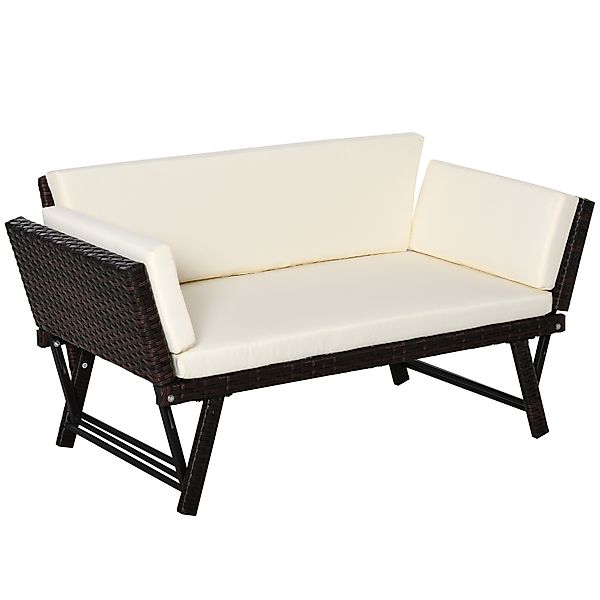 Outsunny Loungesofa Polyrattan Gartensofa 2 Sitzer, günstig online kaufen