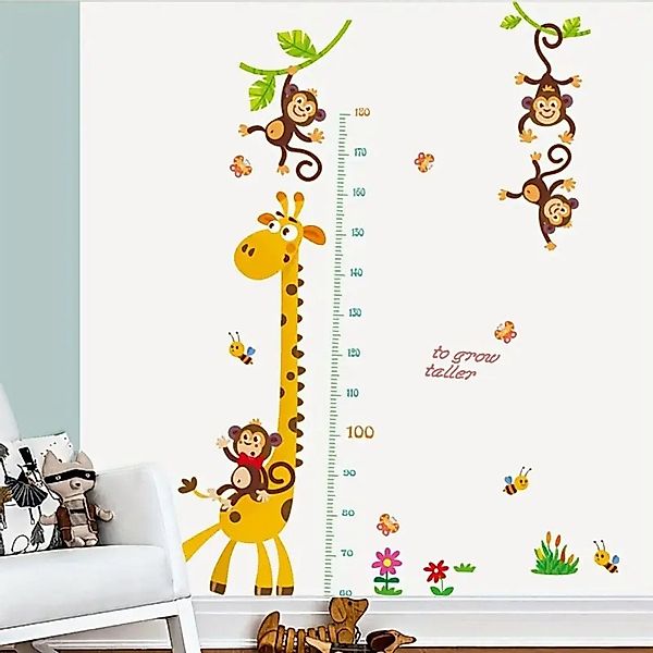 Montegoni Wandsticker Abnehmbarer Giraffen & Affen Cartoon Höhenmesser Wand günstig online kaufen