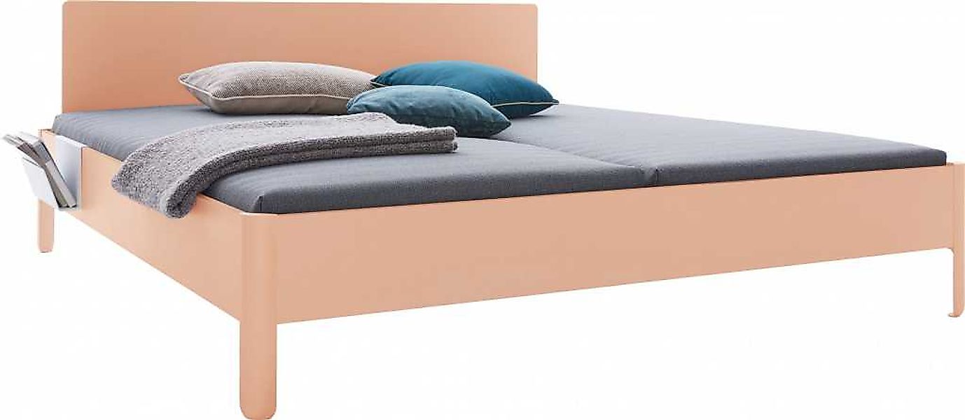 NAIT Doppelbett farbig lackiert Mildorange 200 x 220cm Mit Kopfteil günstig online kaufen