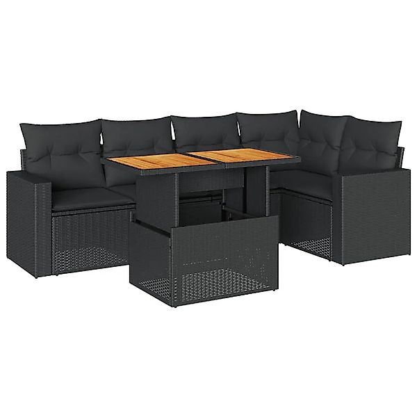 vidaXL 6-Tlg Garten-Sofagarnitur mit Kissen Schwarz Poly Rattan 3327037 günstig online kaufen