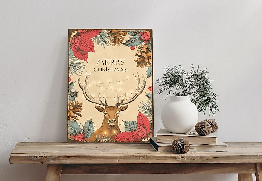queence Alu-Dibond-Druck "Hirsch", Hirsch-Weihnachten, (1 St.), Blätter, Ta günstig online kaufen