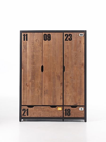 Vipack Drehtürenschrank "Alex, Fronten massiv Kiefer in Hobel-Optik, Dekor günstig online kaufen