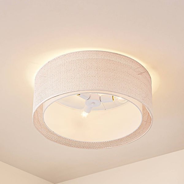 Lindby Deckenleuchte Soula, Ø 60 cm, beige, Kunststoff, E27 günstig online kaufen