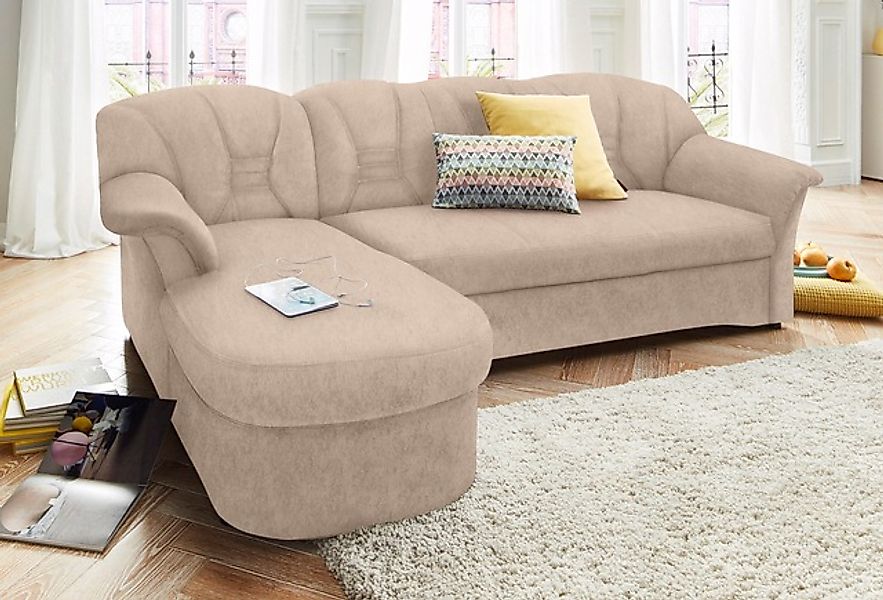 DOMO collection Ecksofa »Elva, zeitlose Formensprache, elegante Rückenstepp günstig online kaufen