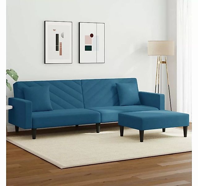 vidaXL Sofa 2-tlg. Sofagarnitur mit Kissen Blau Samt günstig online kaufen