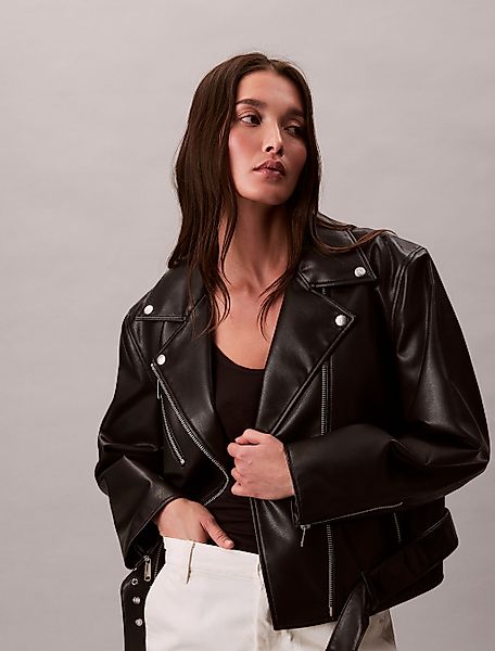 Calvin Klein Jeans Lederimitatjacke "FAUX LEATHER MOTO JACKET W/BELT", ohne günstig online kaufen