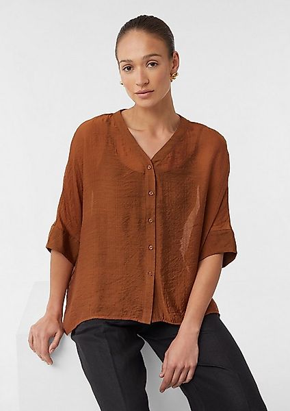 comma Kurzarmbluse Accessories Semitransparente Tunikabluse aus Viskosemix günstig online kaufen