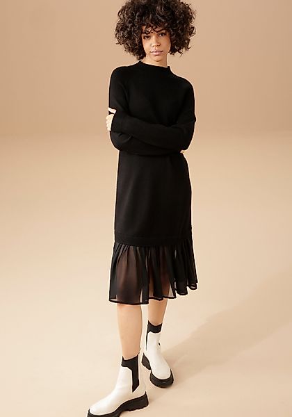 Aniston CASUAL Strickkleid mit Chiffon-Volant günstig online kaufen