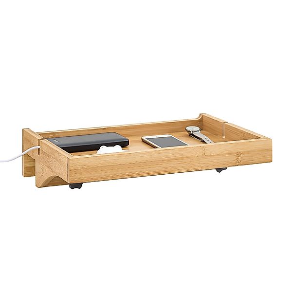SoBuy Klemmregal fürs Bett mit Kabelführung Nachttisch Bambus 36x8x25cm Nat günstig online kaufen