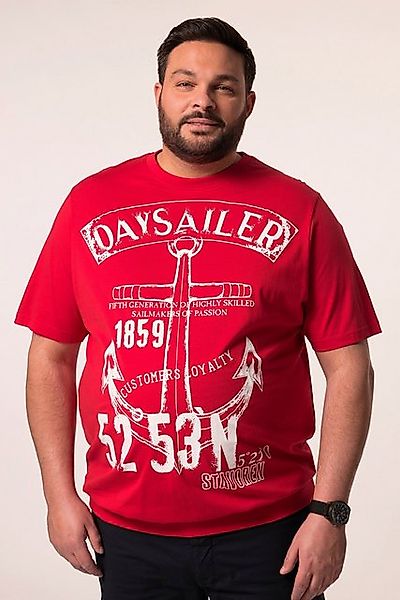 Men Plus T-Shirt Men+ T-Shirt Halbarm Bauchfit Print Rundhals günstig online kaufen