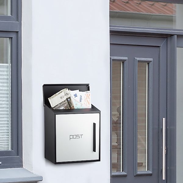 relaxdays Briefkasten mod, Schwarz-Weiß günstig online kaufen