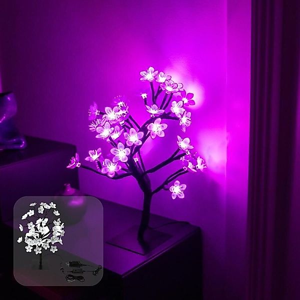Smarte WLAN LED Tischleuchte RGB Cherry Blossom in Schwarz und Transparent günstig online kaufen