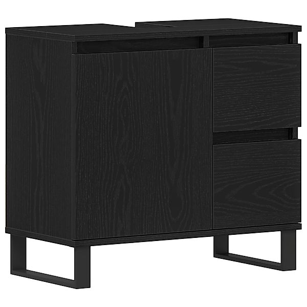 vidaXL Badezimmer-Set Waschbeckenunterschrank Schwarz Eiche 65x33x60 günstig online kaufen