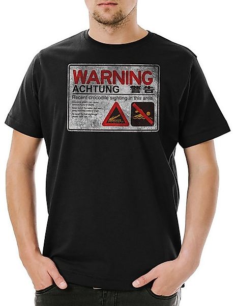 Urban Backwoods Print-Shirt Crocodile Warning Sign II Herren T-Shirt Shirt günstig online kaufen