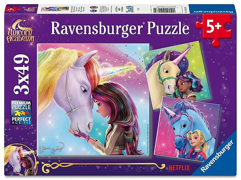 Ravensburger Puzzle 3x49 Teile - Unicorn günstig online kaufen