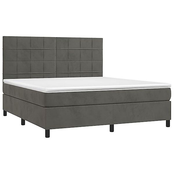 vidaXL Bett Boxspringbett mit Matratze & LED Dunkelgrau 160x200 cm Samt günstig online kaufen