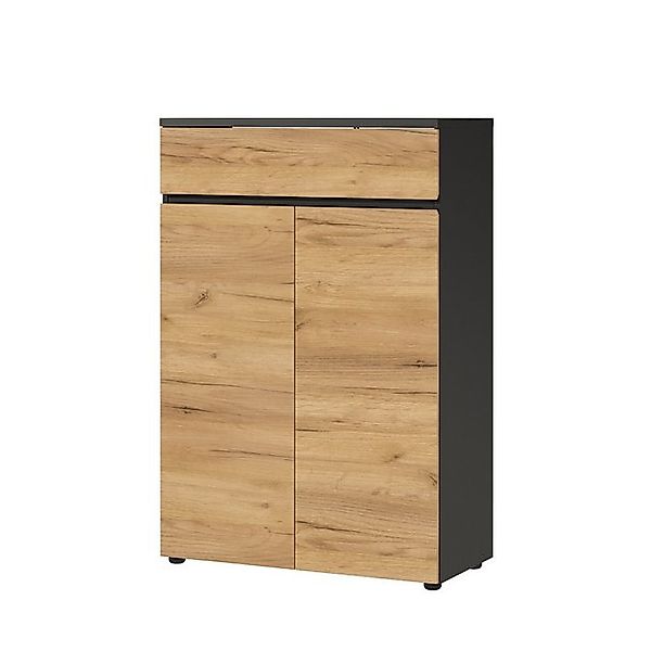 Büro Aktenschrank 120 cm hoch LUGANO-01 in Graphit mit Navarra Eiche Nb., B günstig online kaufen