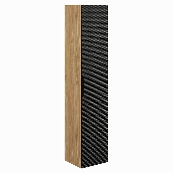 Lomadox Hochschrank OLUO-56-BLACK Badschrank, 1-türig, Eiche mit schwarz, 3 günstig online kaufen