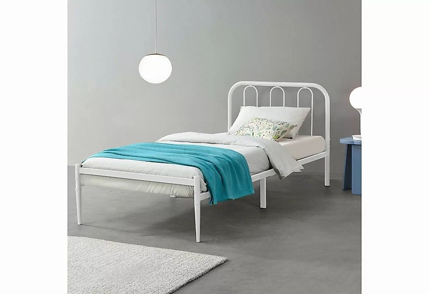 en.casa Metalbett Doppelbett mit Lattenrost weiß in verschiedenen Größen Gr günstig online kaufen