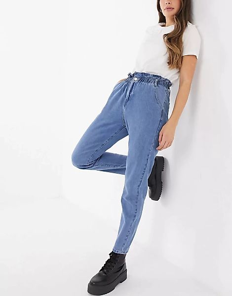 In The Style x Billie Faiers – Jeans mit Paperback-Taille in Blau günstig online kaufen