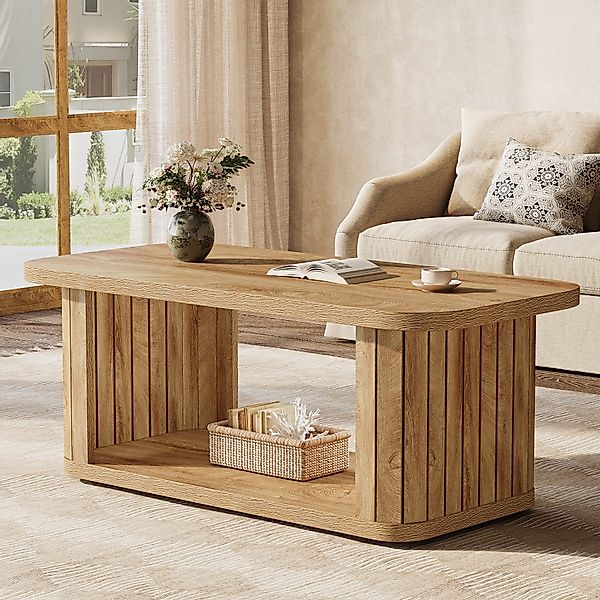 Tribesigns Couchtisch 2-Stöckiger Holz Rechteckiger Couchtisch, günstig online kaufen
