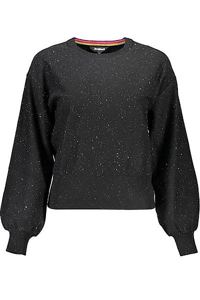 Desigual Strickpullover Schwarzer Damenpullover: Langarm, Rundhals, Kontras günstig online kaufen