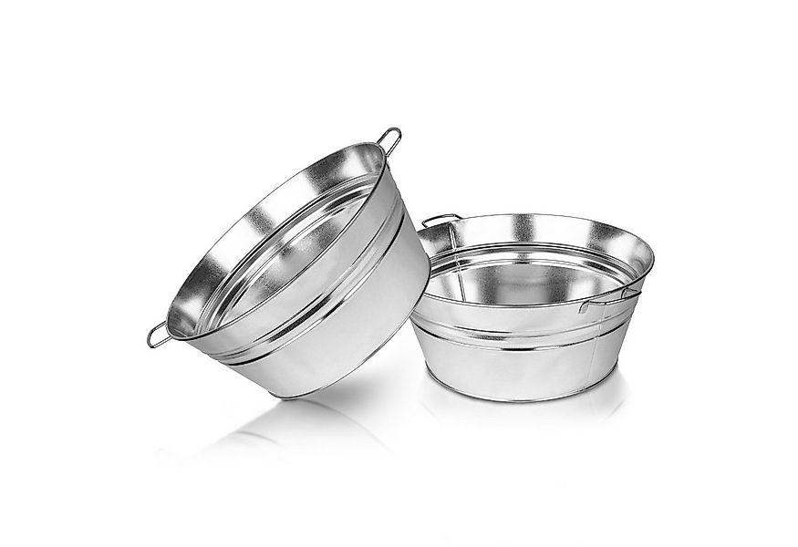 BigDean Pflanzschale XL Zinkwanne Ø 48,5cm x 21,5cm H - massiv + wasserdich günstig online kaufen