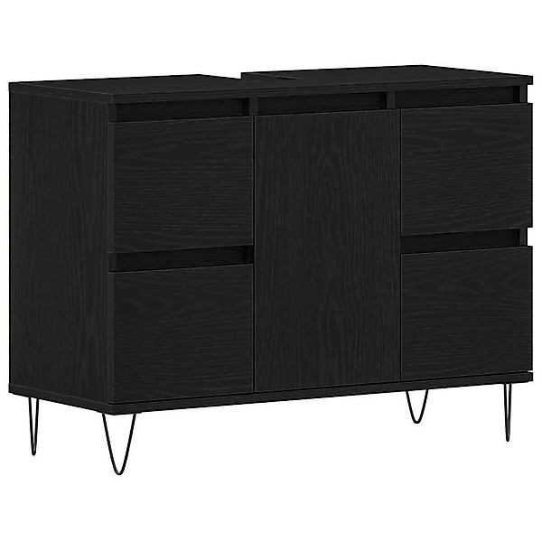 vidaXL Waschbeckenschrank mit Tür Schwarz Eichen-Optik 80 x 33 x 60 cm 8628 günstig online kaufen