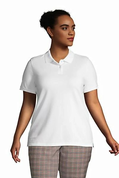 Piqué-Poloshirt in großen Größen, Damen, Größe: 52-54 Plusgrößen, Weiß, Bau günstig online kaufen