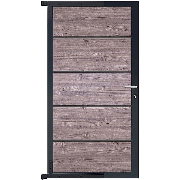 T & J Tor für Sichtschutzzaun Farö 90 cm x 175 cm Esche-grau/Anthrazit günstig online kaufen
