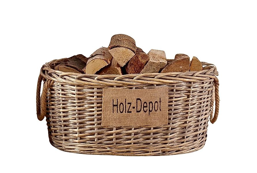 Dekoleidenschaft Kaminholzkorb aus Weide im Shabby günstig online kaufen