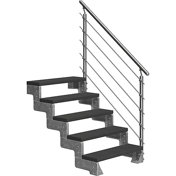 DOLLE Außentreppe Gardentop 5 TRIMAX-Stufen 100 cm anthrazit + Geländer günstig online kaufen