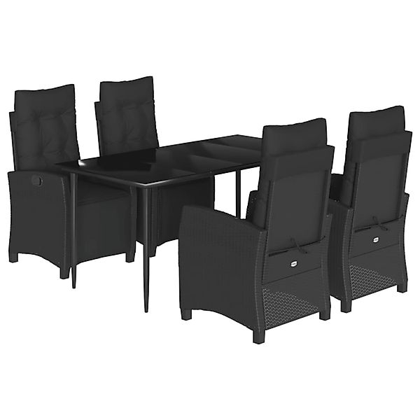 vidaXL 5-Tlg Garten-Essgruppe mit Kissen Schwarz Poly Rattan 3212963 günstig online kaufen