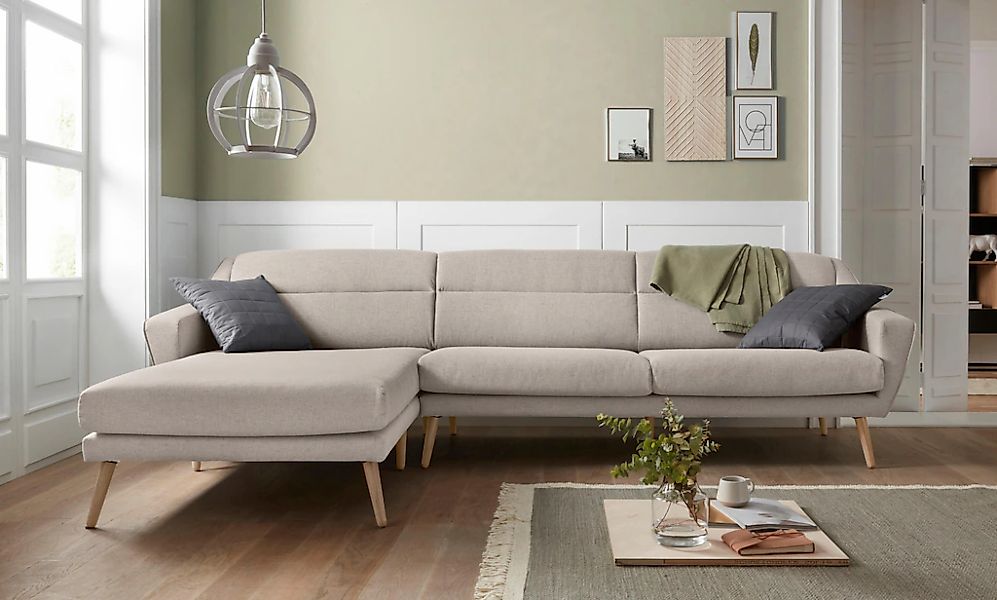OTTO home Ecksofa "Bille L-Form" mit Naht im Rückenkissen und Beinen aus Ei günstig online kaufen