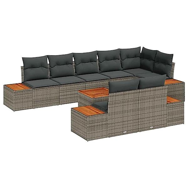 vidaXL Garten-Sofa-Set mit Kissen 9-Tlg Grau Poly Rattan 3348115 günstig online kaufen